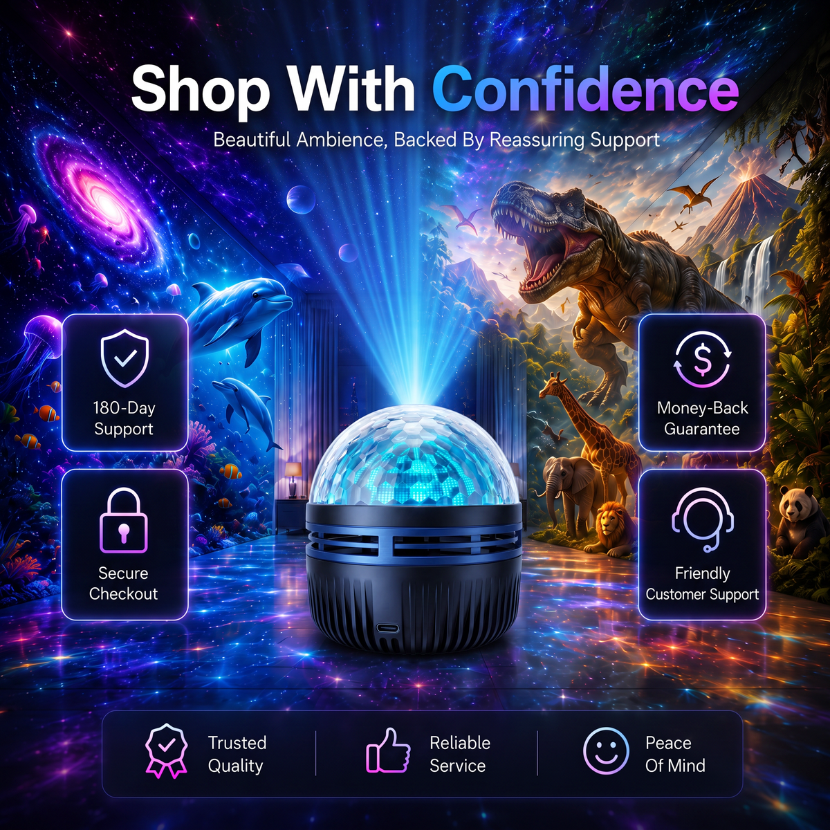 ⏳LAST DAY 49% OFF|🦖360° Smart Holographic Starry Sky Projector (HD Smart Dynamic 5D)